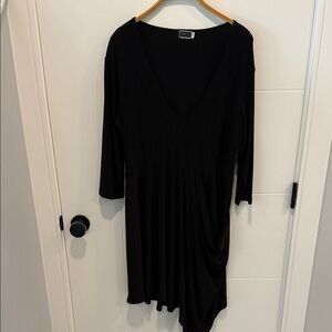 Sympli Black V-Neck Draped Dress size 14